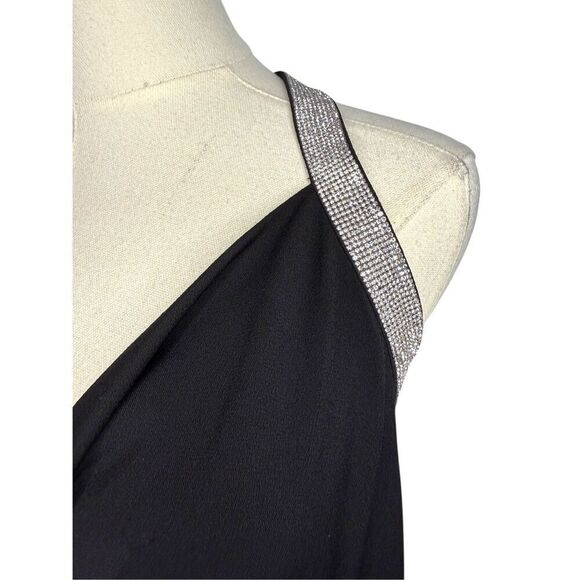 Cache Women’s Small Rhinestone Draped Halter Top Black Elegant Sexy Glam Y2K - Picture 3 of 7